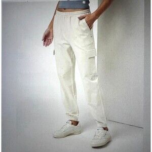 Vuori Women’s Size Large Boyfriend Cargo Jogger Milkweed Heather Side Pockets